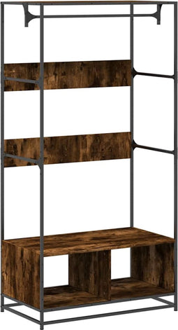 vidaXL - Kledingkast - 90x50x180 - cm - bewerkt - hout - gerookt - eikenkleurig