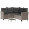 vidaXL - Tuinbank - met - tafel - en - kussens - L-vormig - poly - rattan - grijs