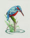 Thea Gouverneur - Borduurpakket met telpatroon - 574A - Voorgesorteerde DMC Garens - Ijsvogel - Aida - 13 cm x 16 cm - DIY Kit