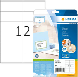 Herma 4363 - Etiketten A4 105x48mm - Zelfklevend permanent - Wit (300 st.)