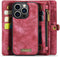 Caseme - Geschikt voor iPhone 15 Pro - Vintage 2 in 1 portemonnee hoes - Rood
