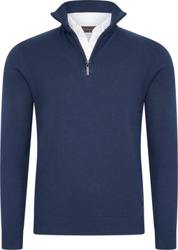 Cappuccino Italia - Heren Trui Mock Zip Pullover - Blauw - Maat XXL