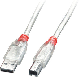 LINDY USB-kabel USB 2.0 USB-A stekker, USB-B stekker 3.00 m Transparant 41754