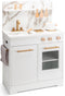 New Classic Toys® Houten Speelgoed Kinderkeuken - Speelkeukentje met Marmer Look en Gouden Kraan - Wit met Accessoires - Werkbladhoogte 55 cm