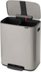 Brabantia Bo Prullenbak - 2 x 30 liter - Afvalscheiding - Soft Grey (2 stuks)