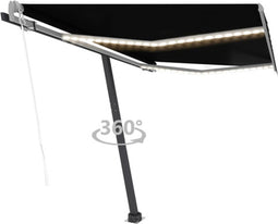 vidaXL - Luifel - automatisch - met - LED - en - windsensor - 300x250 - cm - antraciet