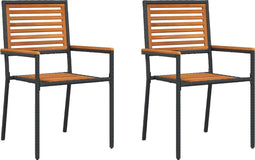 vidaXL - Stapelbare - Tuinstoelen - 2 - stuks - Zwart - Poly - Rattan