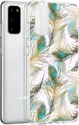 iMoshion Hoesje Geschikt voor Samsung Galaxy S20 Hoesje Siliconen - iMoshion Design hoesje - Goud / Meerkleurig / Groen / Golden Peacock
