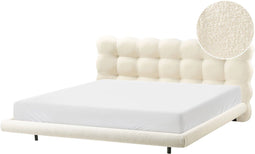 Bed Bouclé SOULISSE 180 x 200 cm Gebroken wit
