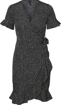 VERO MODA VMHENNA - Wrap jurk - Korte mouwen met ruche details - Blauw - Dames - Maat XS