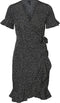 VERO MODA VMHENNA - Wrap jurk - Korte mouwen met ruche details - Blauw - Dames - Maat XS