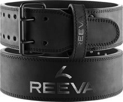Reeva Zwart Lederen Powerlift Riem - Maat XS - Dubbele gespsluiting - Gewichthefriem geschikt voor C