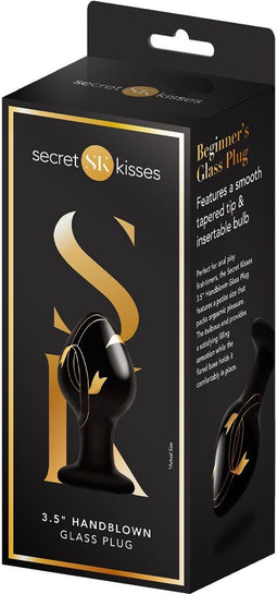 Secret Kisses Buttplug 3.5" Handblown Glass Zwart