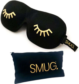 SMUG 3D Slaapmasker met Opbergzakje - 100% Verduisterend - Ergonomisch Oogmasker - Wink Print, Zwart