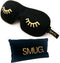 SMUG 3D Slaapmasker met Opbergzakje - 100% Verduisterend - Ergonomisch Oogmasker - Wink Print, Zwart