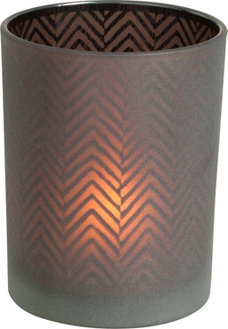 J-Line windlicht Chevron - glas - bruin - small - 2 stuks