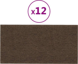 vidaXL - Wandpanelen - 12 - st - 0,54 - m² - 30x15 - cm - stof - bruin