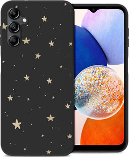 iMoshion Hoesje Geschikt voor Samsung Galaxy A14 (5G) / A14 (4G) Hoesje Siliconen - iMoshion Design hoesje - Zwart / Stars Gold