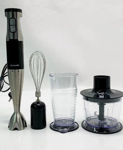 Hanseatic HHBL1000SD - 3-in-1 Staafmixer - 1000W met Garde en Hakmolen - Zwart/Zilver