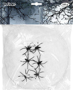 Boland - Spinrag 100 g wit met spinnen Wit - Horror - Horror