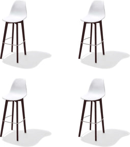 Keeve Stapelbare barkruk wit, berkenhouten frame en kunststof zitting - SET VAN 4