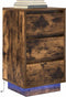 vidaXL - Nachtkastje - met - LED-verlichting - 38x34x65cm - gerookt - eikenkleurig