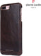 Pierre Cardin echt lederen hardcase hoes Geschikt voor iPhone 7 Plus / 8 Plus - Coffee