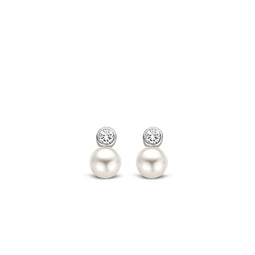 TI SENTO Dames Oorbellen - 925 zilver - Wit parel - 7590PW