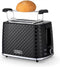 Toaster Broodrooster Retro - Zwart - Model 2024 - Vintage Geroosterd brood Toaster - met Cool Wall, Ontdooi en Opwarmfunctie