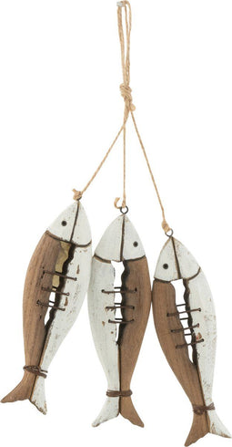 J-Line 3 Vissen Op Touw Paulownia Hout Mix Small