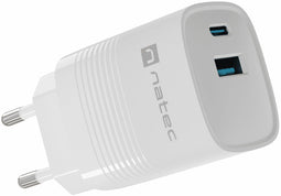 Natec Ribera GaN - Oplader 30W - 2 poorten USB-A en USB-C - Snellaadtechnologie (Power Delivery 3.0, Quick Charge 3.0)