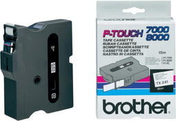 Brother TX-241 - TX labelprinter-tape - 18 mm breed - Zwart op wit (1 stuk)
