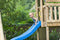 Houten Speeltoestel Daan (SwingKing) | Speeltoren met Glijbaan en Dubbele Schommel voor Buiten in de Tuin | FSC Hout - Glijbaan Turquoise blauw