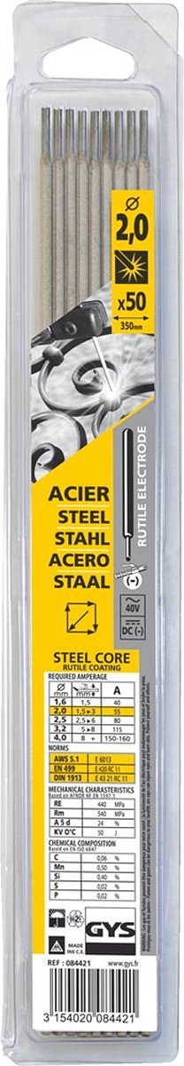 GYS Ruti-Stahl Laselektrode 50 stuk(s) (Ø x l) 2 mm x 300 mm 55 A (max.)