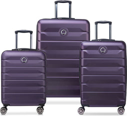 DELSEY PARIS Air Armour 4DR Kofferset - 3-delige Uitbreidbare Hardcase Trolleyset met TSA-slot - Dark Purple (paars)