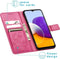 iMoshion Hoesje Geschikt voor Samsung Galaxy A22 (5G) Hoesje Met Pasjeshouder - iMoshion Klavertje Bloemen Bookcase - Fuchsia