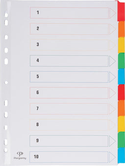 Pergamy tabbladen met indexblad - A4 - 11-gaatsperforatie - 10 tabs
