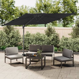 vidaXL - Zweefparasol - met - dubbele - bovenkant - 400x300 - cm - zwart