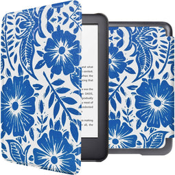 imoshion E-reader Hoesje - Geschikt voor Amazon Kindle (2022) 11th gen, Amazon Kindle (2024) - Design Sleepcover Bookcase - Flower Tile