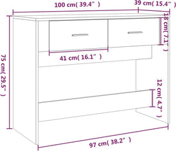 VDXL Wandtafel 100x39x75 cm bewerkt hout bruineikenkleurig