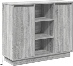 vidaXL - Dressoir - met - LED - Grijs - Sonoma - 90x32x75 - cm - Gemaakt - uit - Hout