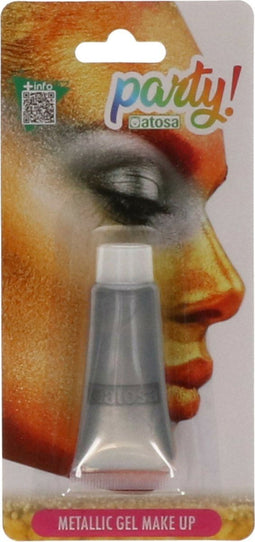 Atosa grimeer schmink - voor grotere vlakken - zilver - 13 gram - carnaval/verkleed thema - kind/volwassenen