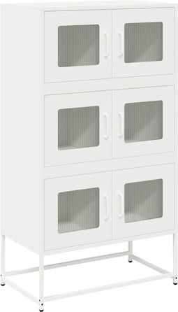 vidaXL - Hoge - kast - 68x39x123 - cm - staal - wit