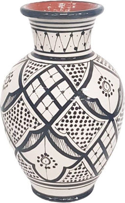 Vaas keramiek handgemaakt zwart wit