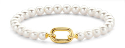 TI SENTO Dames Armband - 925 zilver - Parel met geel verguld - Maat M - 23037YP