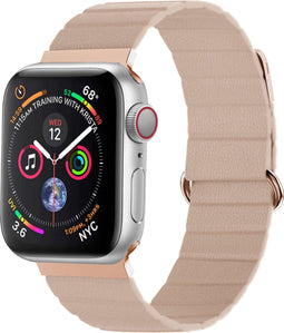 imoshion Magnetisch lederen bandje - Geschikt voor Apple Watch 1, 2, 3, 4, 5, 6, 7, 8, 9, 10 (42 mm), SE - 38/40/41 mm - Beige - One Size
