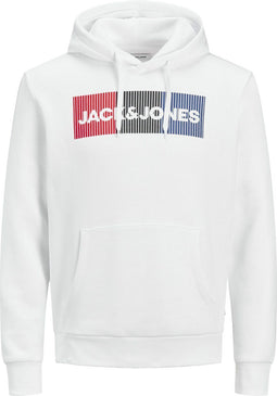 JACK&JONES ESSENTIALS JJECORP LOGO SWEAT HOOD - Heren Trui - Witte Logo met Capuchon - Maat L