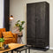 Kabinet kast Daan - Kabinet kast mangohout - Vakkenkast zwart 200 cm