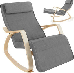 tectake® Schommelstoel - Relaxstoel - 5-voudig verstelbare voetsteun - Grijs