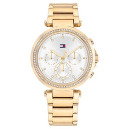 Tommy Hilfiger TH1782703 EMILY Dames Horloge - Mineraalglas - Staal - Goudkleurig - 38 mm breed - Quartz - Vouw/Vlindersluiting - 5 ATM (douchen)